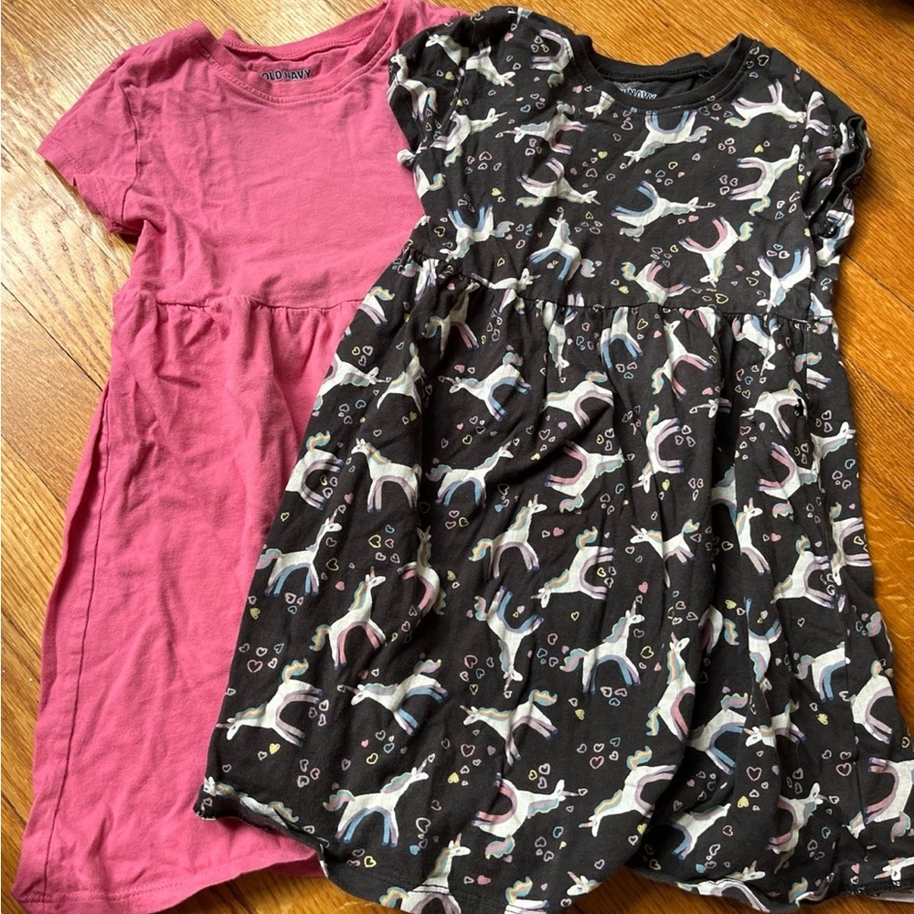Short Sleeve Girl Dresses Pink Unicorn Lot Bundle 5T Set